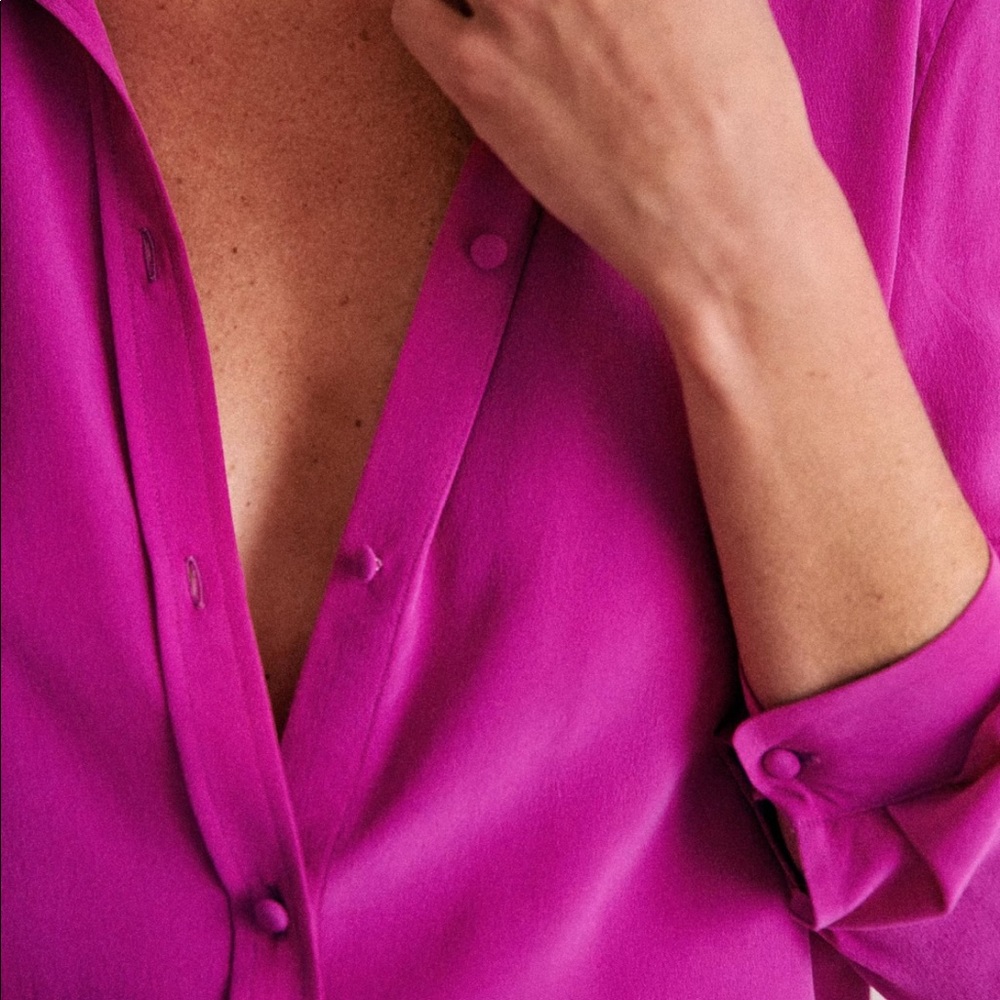 Sézane Ann Shirt 100% silk Fuschia size 36